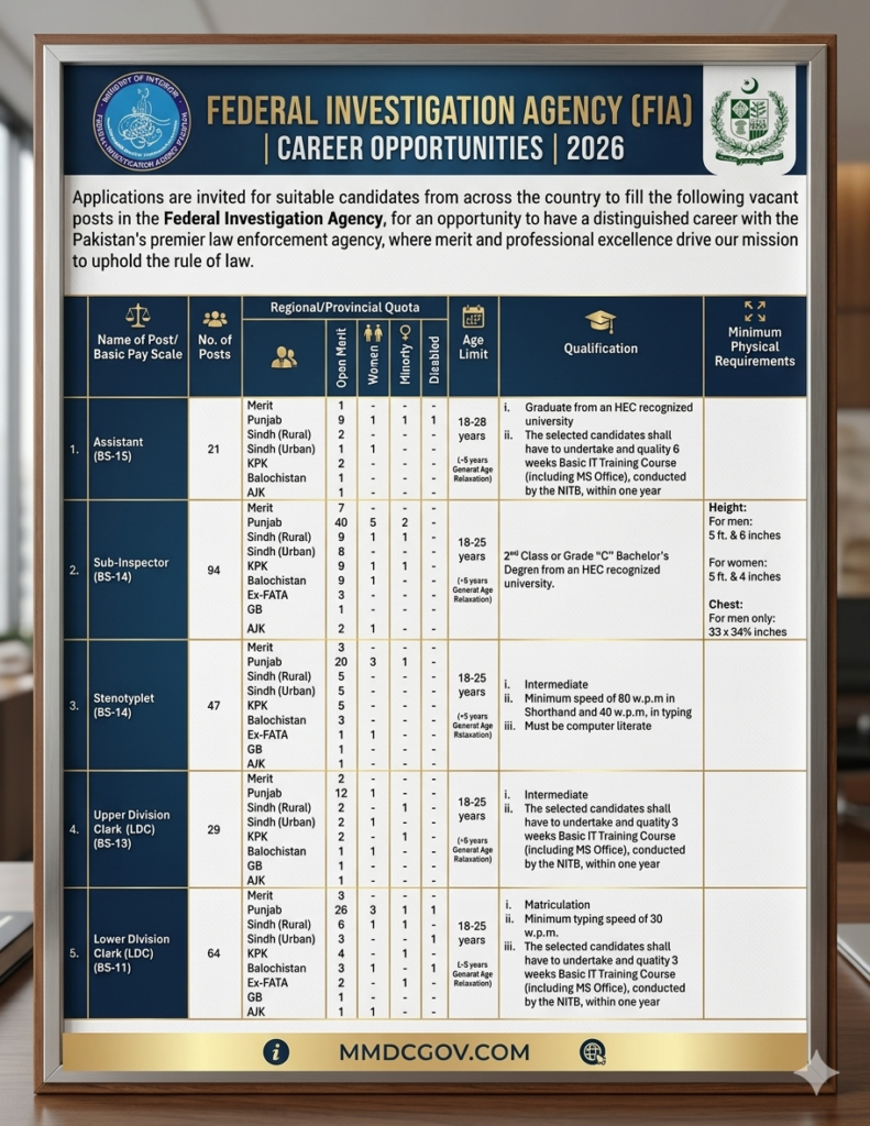 FIA Jobs 2026 Pakistan